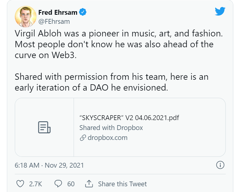 picture of fred's tweet