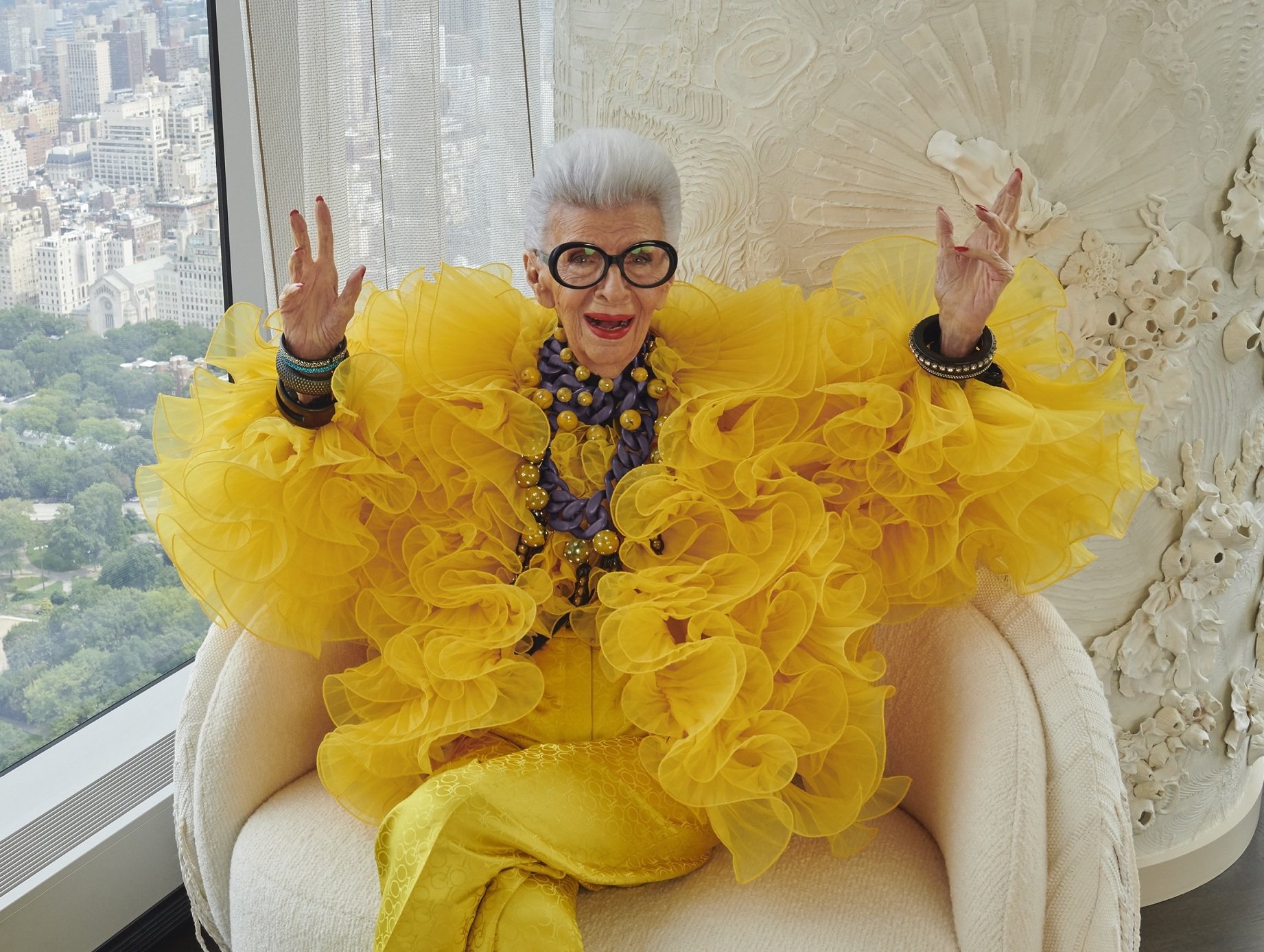 iris apfel business woman in yellow