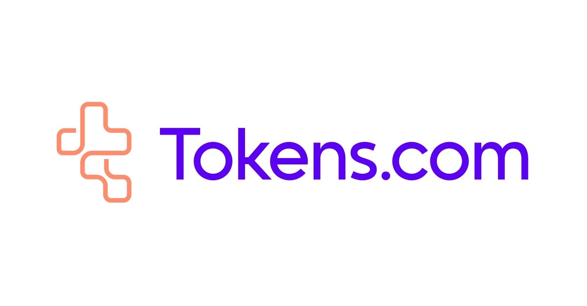 Tokens.com is displayed in a purple font with a white background.