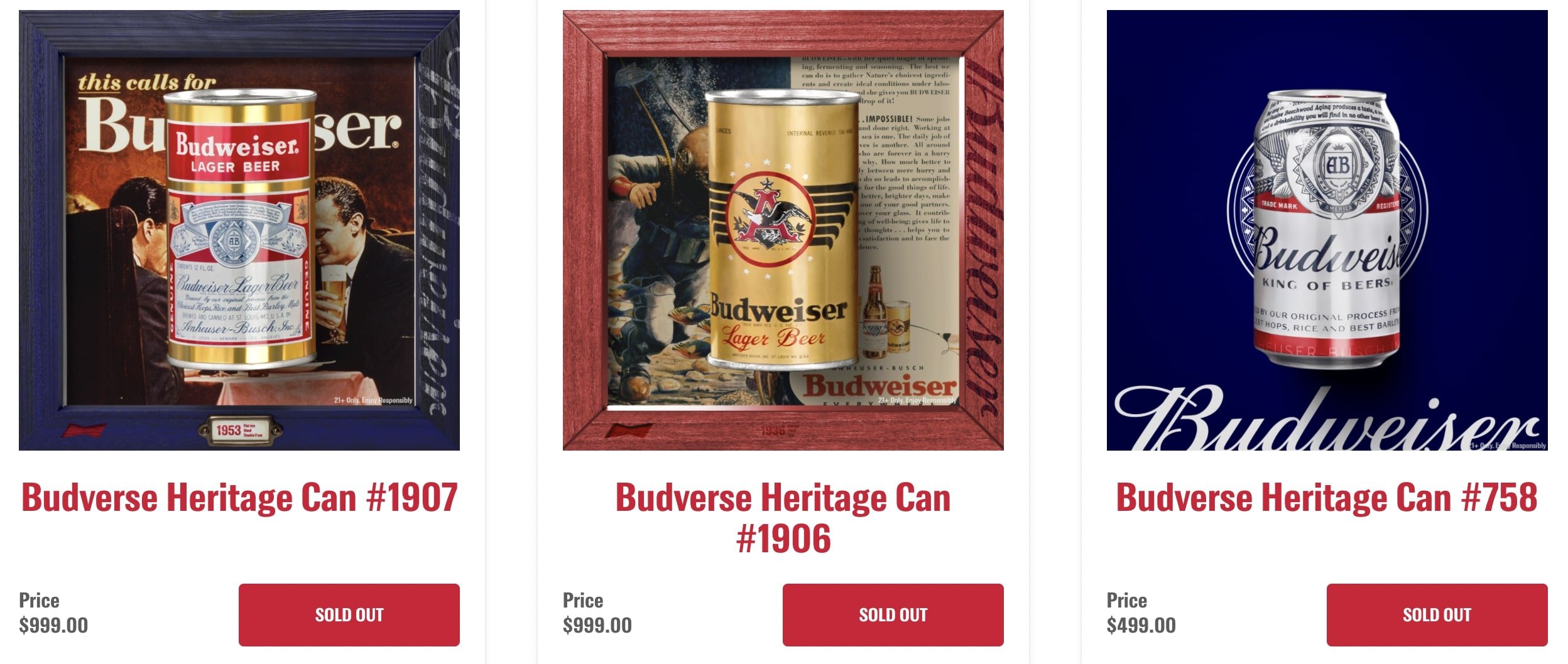 Budweiser NFT collection featuring beer cans