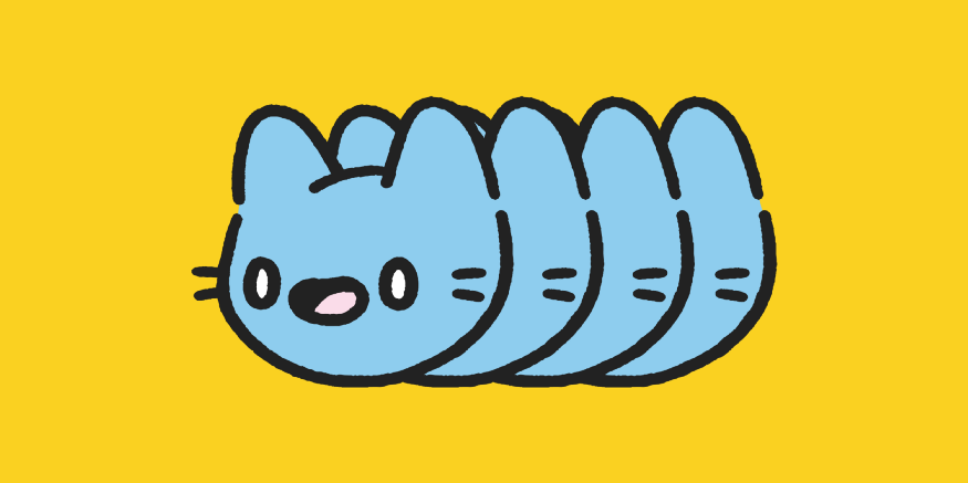Cool Cats in fornt of a yellow background, multipule blue cats 
