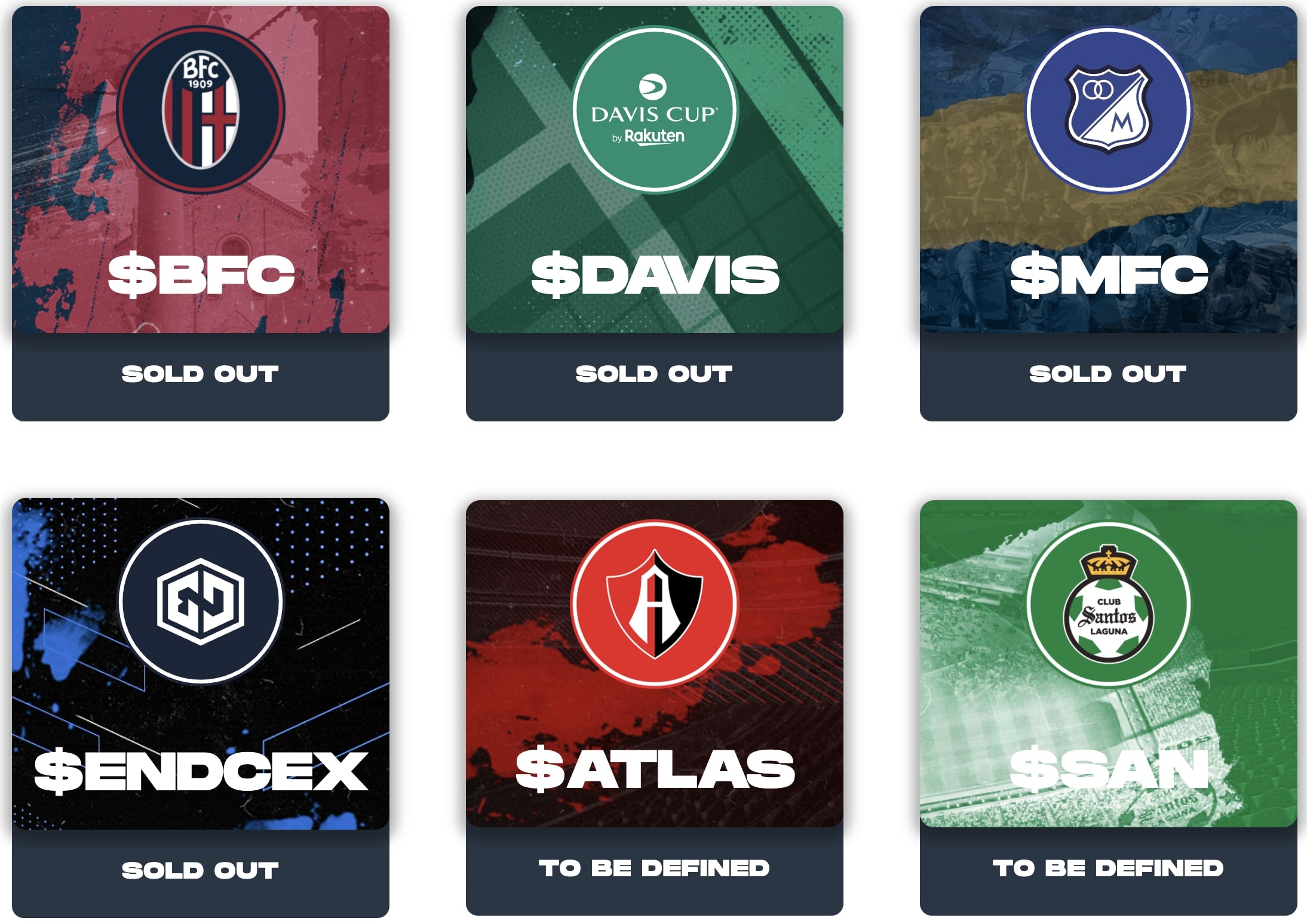 Fan tokens of different teams on Socios
