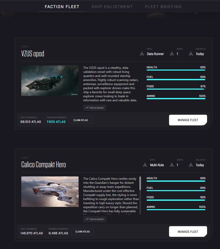 Star Atlas Fleet Tab Gamplay