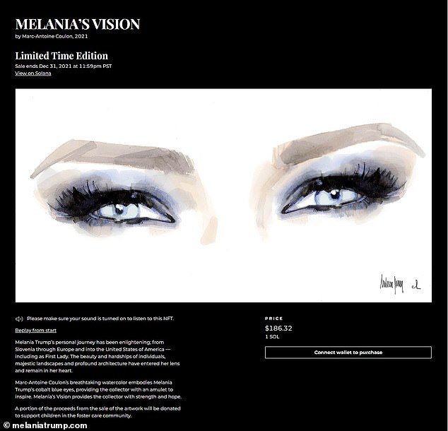 Watercolor NFT inspired by Melania Trump's Cobalt Blue Eyes