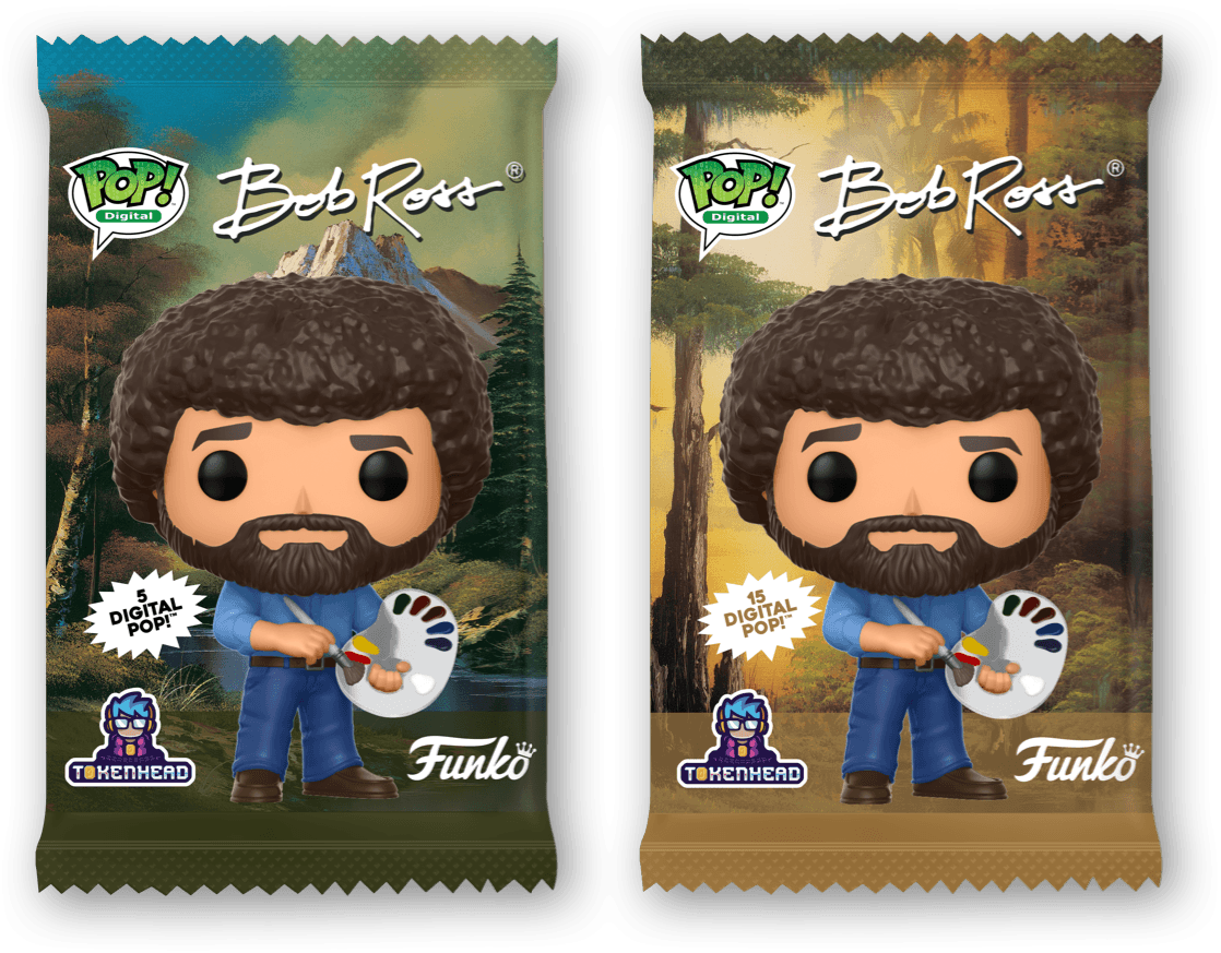 The Standard Pack and Premium Pack of Bob Ross Digital Pop!™ NFTs