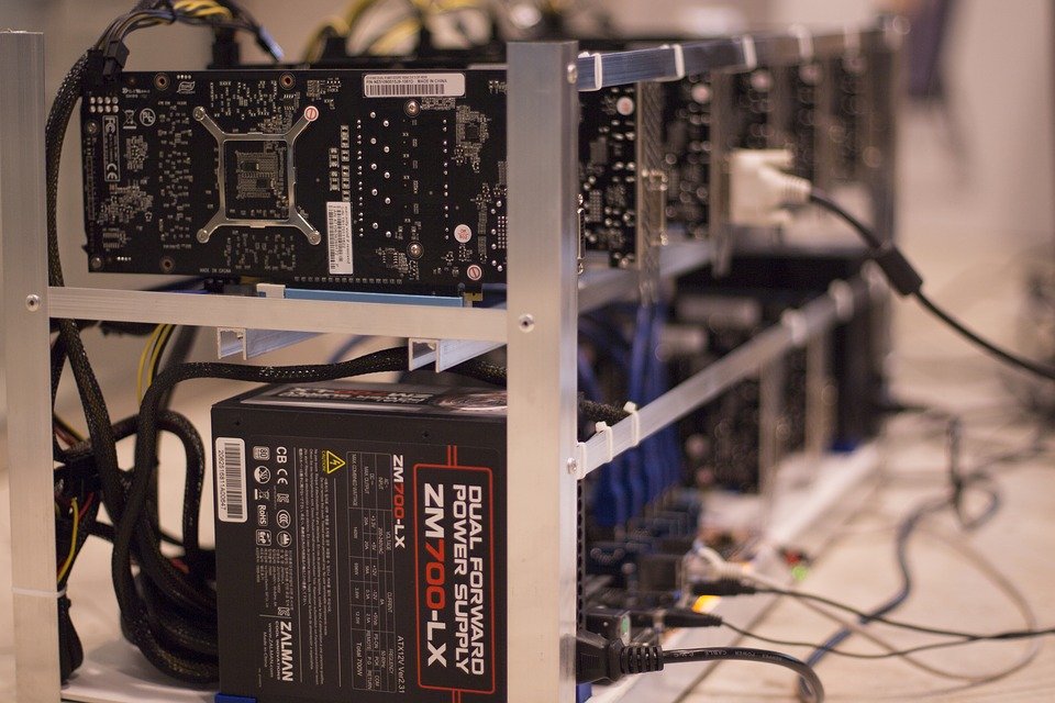 One of the crypto mining rigs that powers the blockchain and NFTs