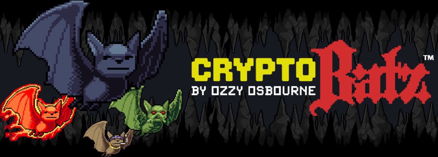 Image of four CryptoBatz NFTs alongside the official logo