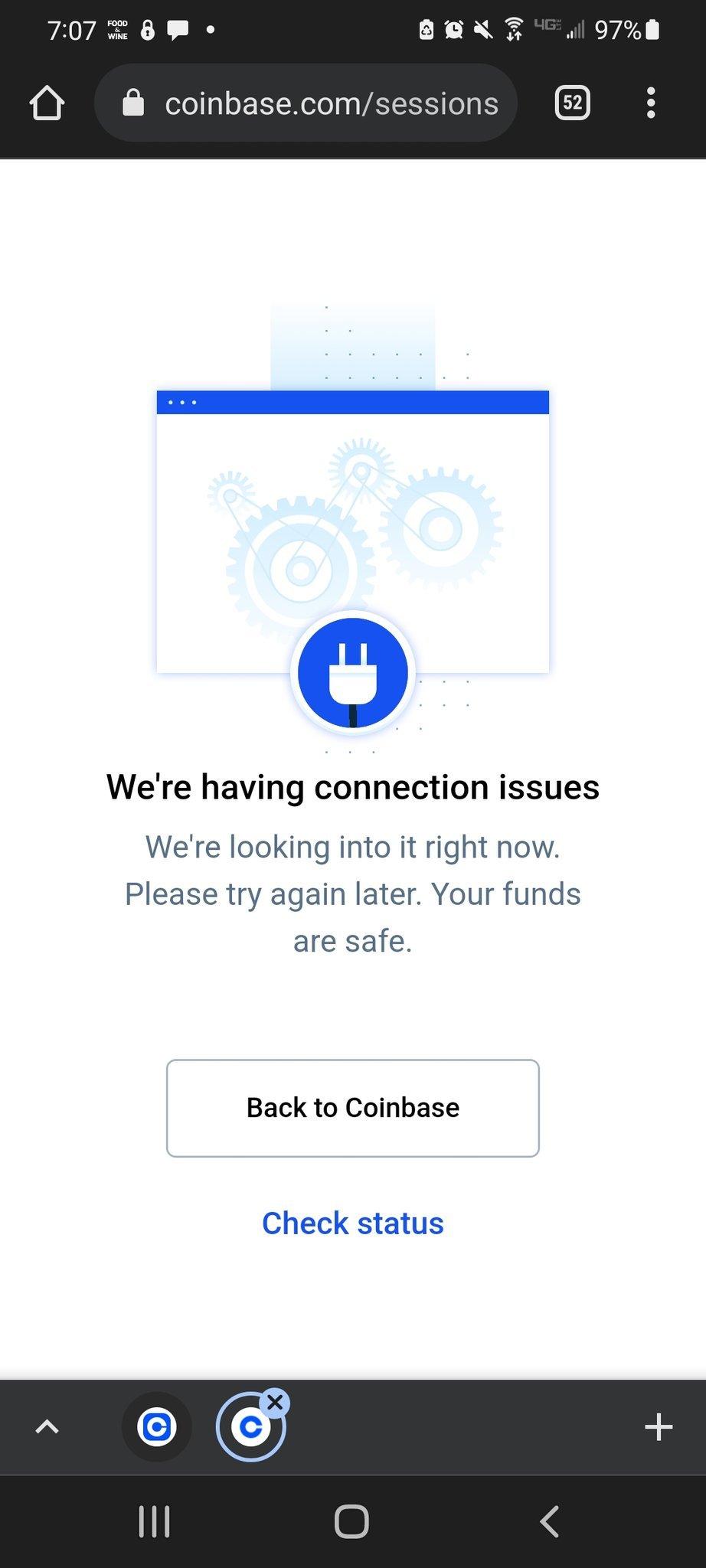 Coinbase Super Advert Error Message