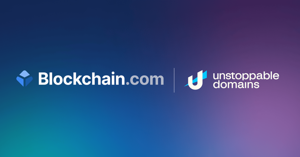 Unstoppable Domains x Blockchain.com logo