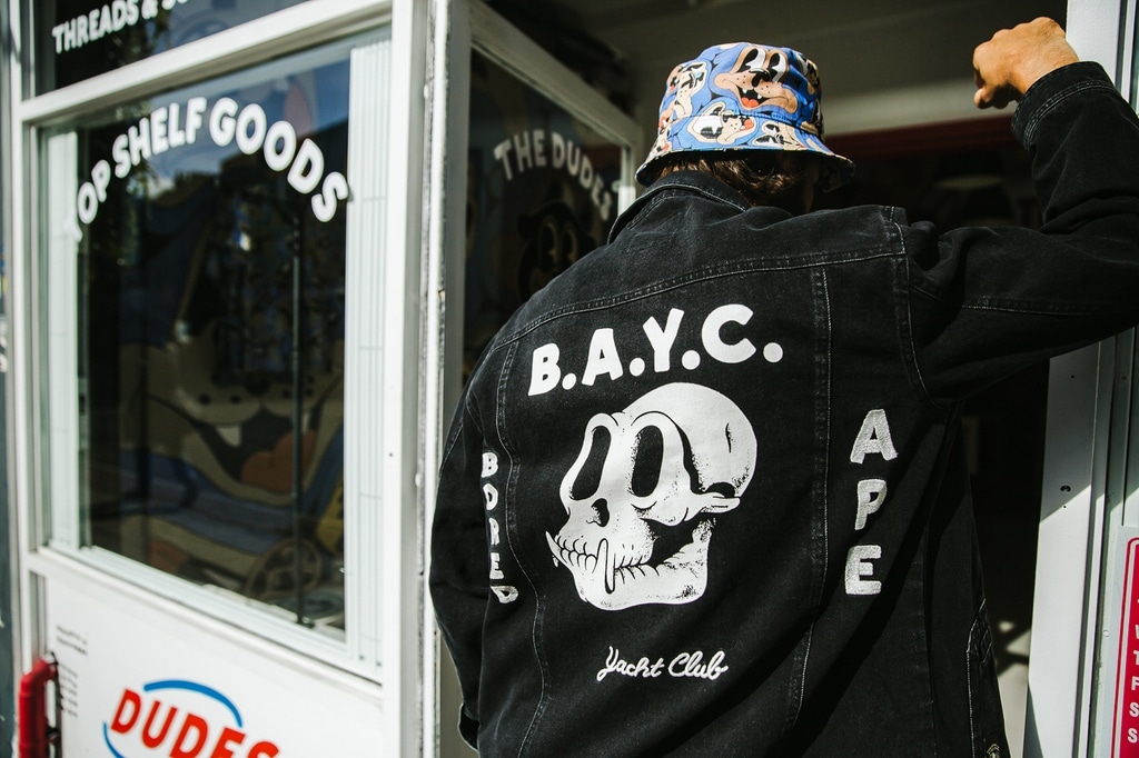 Bored Ape merch drop image of a jacket