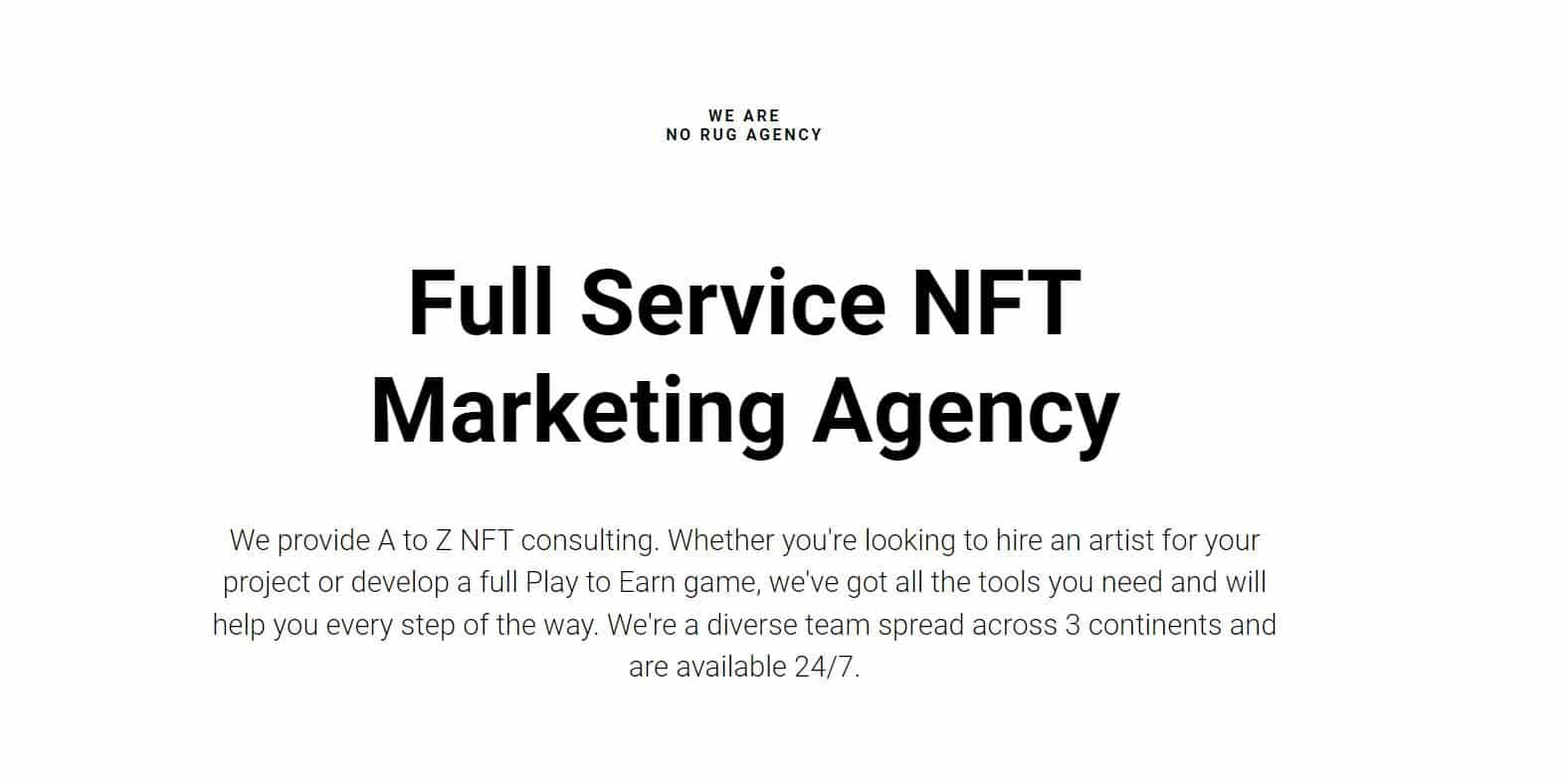 screenshot from the No Rug Agency website